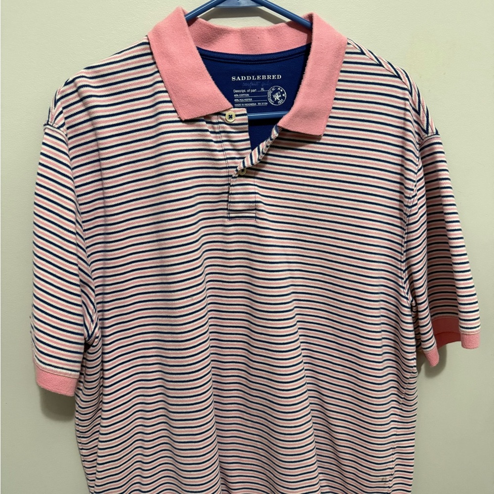Saddlebred Pink and Navy Polo Shirt